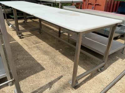 Inox delovna miza s koterm ploščo 250x90x90 / rabljena