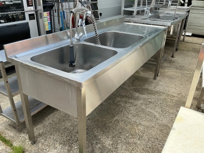 Inox dvojno korito 200 cm / rabljeno