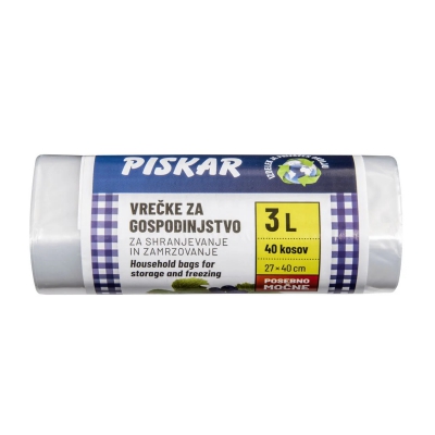 Vrečke za gospodinjstvo PISKAR 3L za shranjevanje in zamrzovanje (v roli)